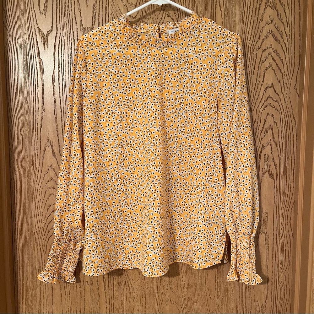 Yellow Ruffled Long Sleeve Blouse